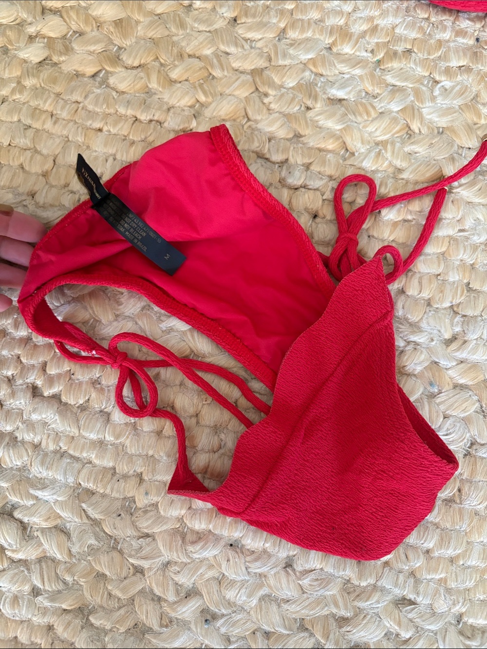 Vix Red Textured Tie-Side Bikini - Picture 4 of 8